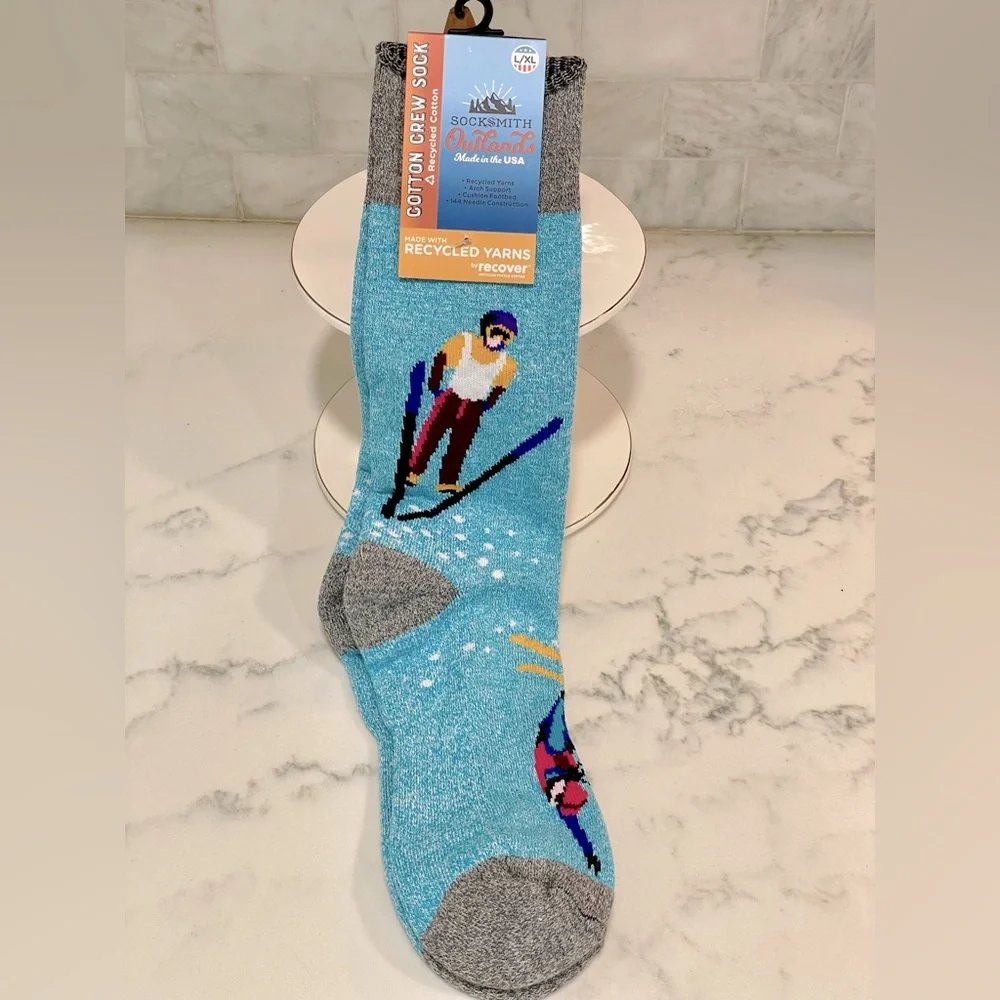 Socksmith Outland USA Recycled Cotton Ski Socks- New with Tags‎ Size L/XL